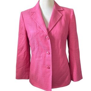 Talbots blazer 3 button front long sleeves chevron/herringbone Sz 4 petite NWT